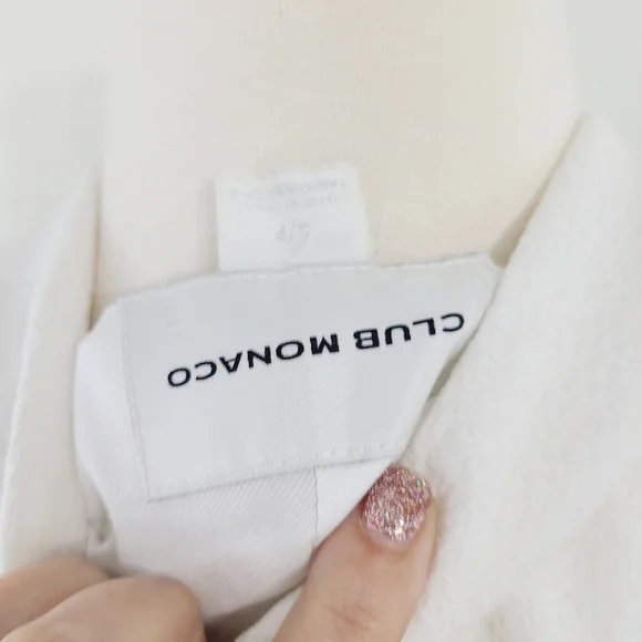 Club Monaco Cadee jacket white textured shawl collar open front size small - Picture 7 of 7